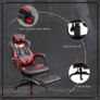 Computer Gaming Chair, Racing Desk Chair with Lumbar Support and Footrest, PU Leather Gamer Chair with Headrest and Swivel Wheels for Home, Red Image 5
