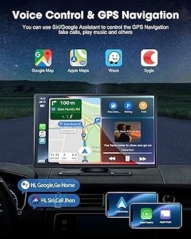 9 Inch Wireless Car Stereo with Apple Carplay and Android Auto,Portable Touch Screen GPS Navigation for Car,Car Audio Receivers with Bluetooth,Airplay,AUX,Screen for All Vehicles