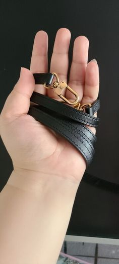 Authentic Louis Vuitton Cross Body Leather Strap in Black and Gold Hardware