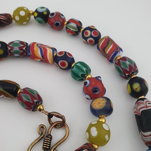 Antique Venetian Style MultiColor Mix Glass Beads Necklace