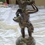 Antique 19th Century Bronze patinated metal sculpture in the style of Bacchus with Cymbals after the French sculptor Clodion Image 7