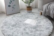 Round Rugs for Bedrooms Fluffy Living Room Circle Area Rug Soft Shaggy Carpet for Kids Room Floor Mat (Grey, 80cm)
