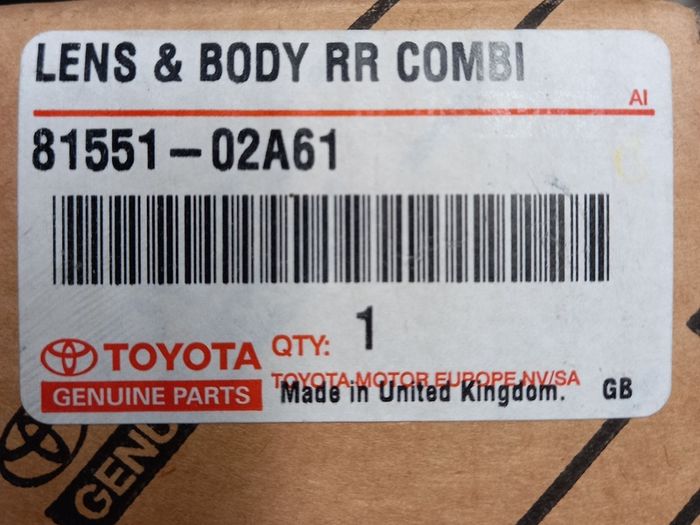 Toyota Auris Genuine Tail Lamp