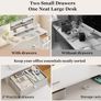 Electric Height Adjustable Desk, with 2 Fabric Drawers, 100x60cm  72-116cm Height, Stable Sit-Stand Standing Desk w. 2 Memory Buttons, Computer Desk for Home Office, 2 pcs Desktops, White Image 3
