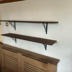 solid wood and iron shelves