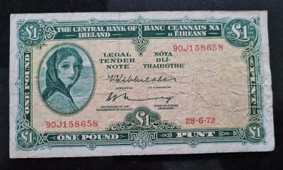 1972 Lady Lavery 1 pound banknote