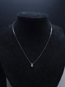 Solvar 9ct Gold Solitaire Necklace White Stone 41cm Hallmarked