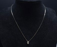Solvar 9ct Gold Solitaire Necklace White Stone 41cm Hallmarked