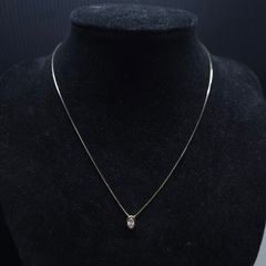 Solvar 9ct Gold Solitaire Necklace White Stone 41cm Hallmarked