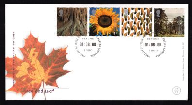 2000 Great Britain Millennium Projects 8th Series "Tree and Leaf" Commemorative Stamps Royal Mail Addressed First Day Cover (FDC)