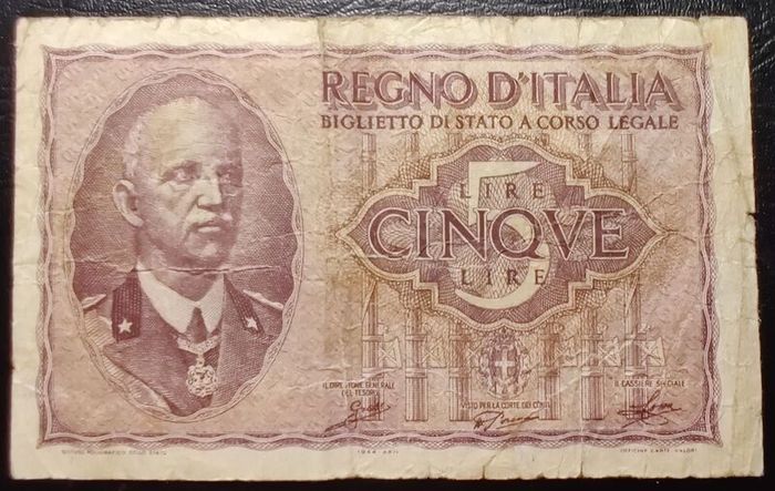 5 Lire Italy 1940-1944