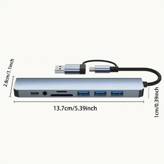 Versatile USB Hub Adapter - 4/7/8-in-1 High-Speed Expansion with SD/TF Card Reader