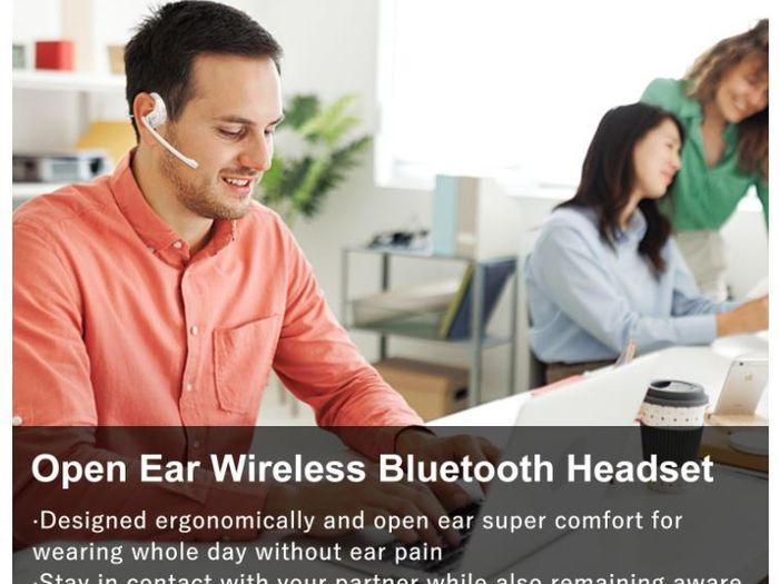 Giveet Bluetooth 5.3 Headset with Detachable Microphone, Wireless Headset w/DSP Noise Cancelling Mic for Phone PC Laptop, Open Ear Comfort Headphones for Office Home Working Driving Running, 12 Hrs