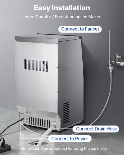 Commercial Ice Maker Machine 36 kg/24h with 6 kg Storage Capacity, Countertop/Freestanding/Under Counter
