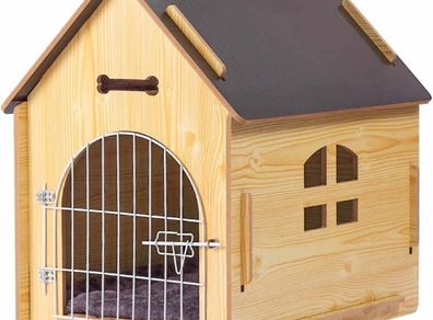 Wooden Pet House with Roof for Dogs Indoor Use, Easy Assemble Breathable Dog Crate for Small Medium Dog Cat, Dog Kennel for Playing and Resting (FREE POSTAGE)
