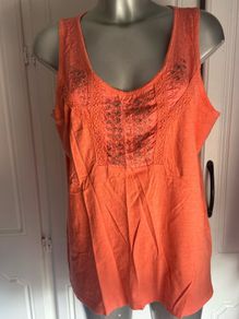 Yessica orange embroidered with beads top size XL UK18/20 EU46/48 Postage included
