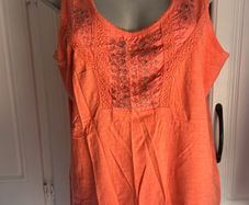 Yessica orange embroidered with beads top size XL UK18/20 EU46/48 Postage included