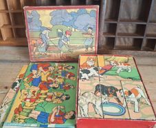 1940s French Wooden Puzzle Blocks