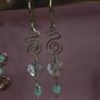 Handmade Brass Drops, Wire Swirl Jewelry, Pink Crystal Bead Dangles, Boho Ear Hooks Image 9