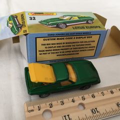 Corgi junior. Number 32a1. Lotus Europa. Whizzwheels. Reproduction box.