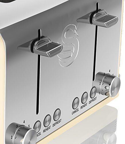 Retro 4-Slice Toaster with Defost/Reheat/Cancle Functions, Cord Storage, 1600W