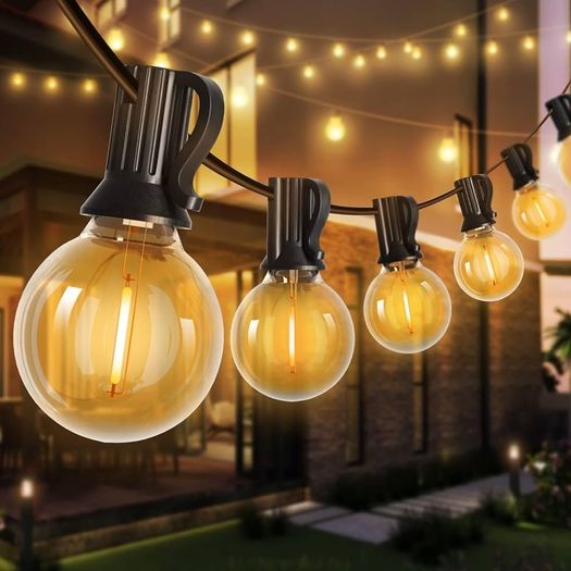 FREE EXPRESS SHIPPING Outdoor String Lights LED Mains Powered G40 Globe Festoon Lights 100FT with 50+2 Bulbs, Waterproof Indoor Outdoor Garden Lights for Bistro, Terrace, Patio, Outside, Wedding, WarmWhite 2700K