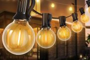 FREE EXPRESS SHIPPING Outdoor String Lights LED Mains Powered G40 Globe Festoon Lights 100FT with 50+2 Bulbs, Waterproof Indoor Outdoor Garden Lights for Bistro, Terrace, Patio, Outside, Wedding, WarmWhite 2700K