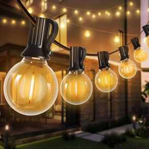 FREE EXPRESS SHIPPING Outdoor String Lights LED Mains Powered G40 Globe Festoon Lights 100FT with 50+2 Bulbs, Waterproof Indoor Outdoor Garden Lights for Bistro, Terrace, Patio, Outside, Wedding, WarmWhite 2700K