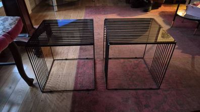 2 Side Metal & Glass Tables