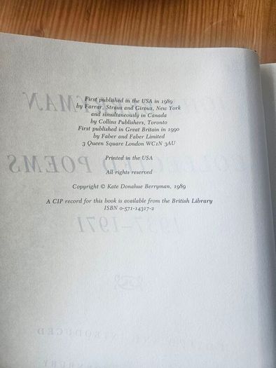 John Berryman  Collected Poems 1937-1971. First Edition Hardback With Dustjacket In Good Condition.  See Photos For Same.