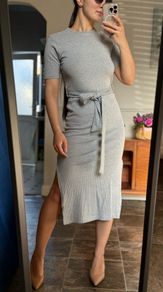 Missguided Grey Casual Ribbed Midi Dress XS