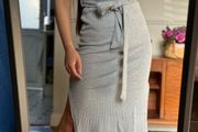 Missguided Grey Casual Ribbed Midi Dress XS