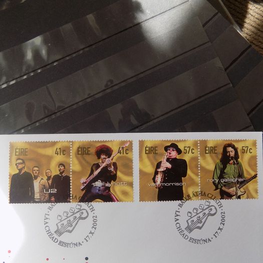 Irish Rock Legends.2002 First Day Covers.U2.Phil Lynott.Rory Gallagher.Van Morrison.MNH.