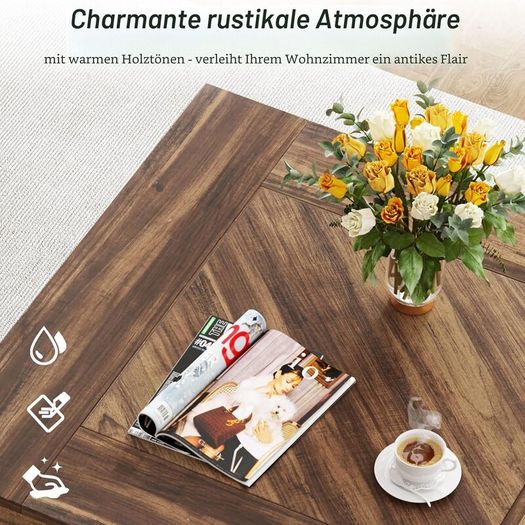 Coffee Table Square Wood Coffee Table for Living Room 80cm