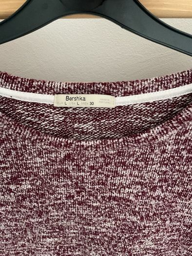 top Bershka size large burgundy top with white shirt base size large