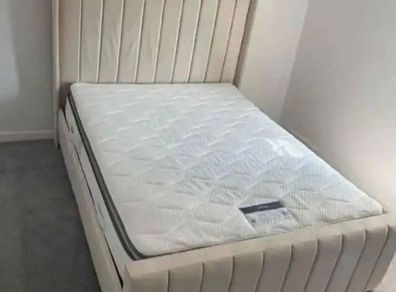 Luxury Wing Plush Panel Bed Frame Available In Double King Size