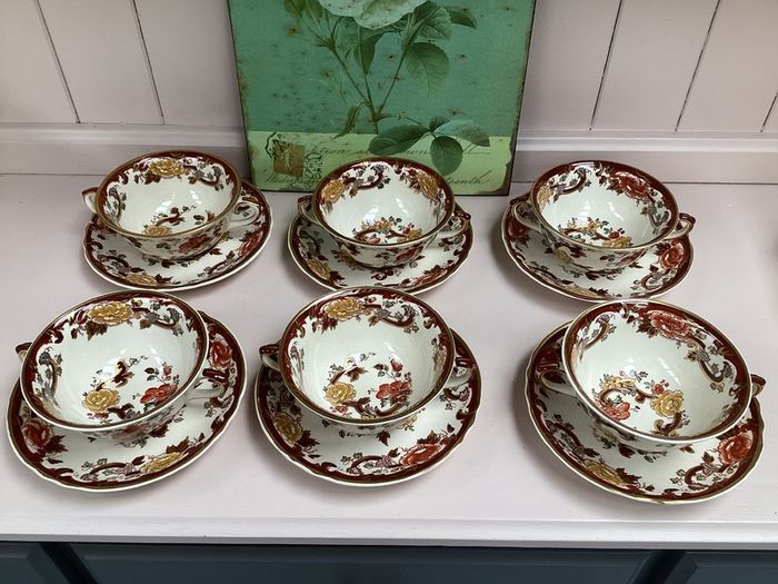 Vintage Masons Ironstone Soup Bowl & Saucer Set
