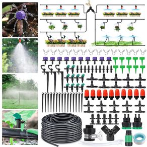 30m/100ft Drip Irrigation Pipe, 173Pcs Micro Drip Irrigation Kit, DIY Plant Watering Kit Automatic Irrigation System with Adjustable Nozzle Sprayer and Dripper Automatic for Lawn, Garden, Patio