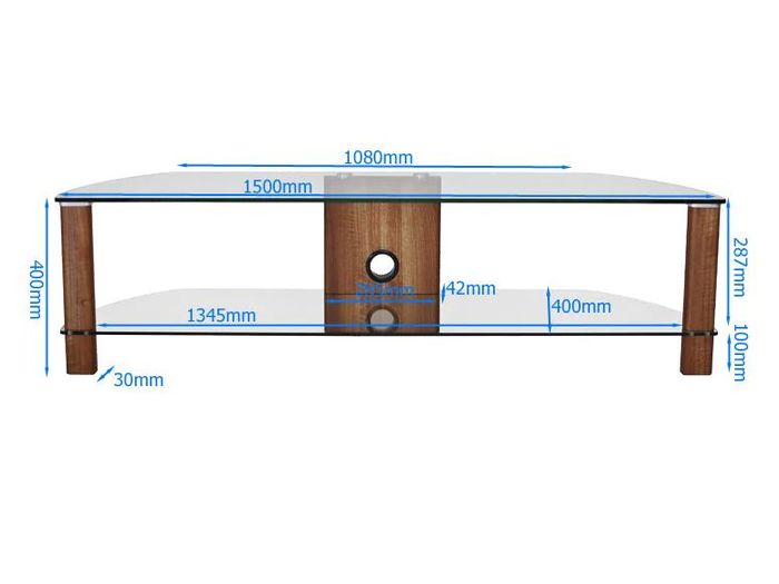 Alphason Century 1500 Tv Stand - Walnut & Clear Glass | Adce1500-wal