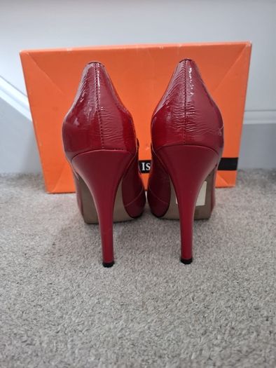 Red peep toe River Island high heels. Size UK5