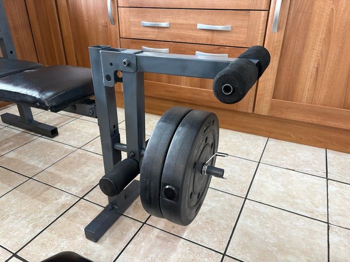 Weight Bench With Leg Developer Attachment, Ab Bench, Barbell, Dumbbell, 50kg Weights.
