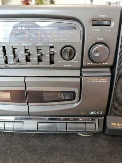 Aiwa CA W51 Dual Cassette Recorder Radio Boombox HI Speed Dubbing W EQ