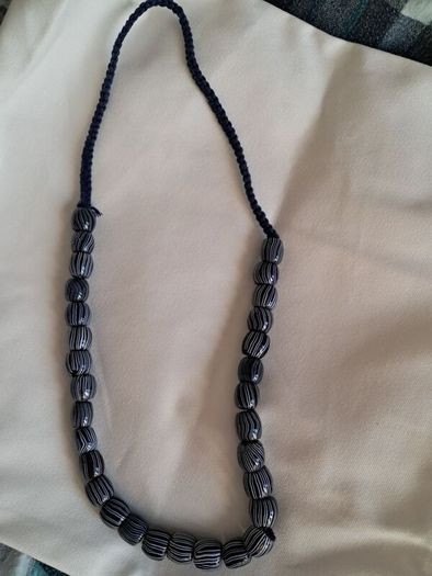 Parfois Black, Blue & White Beaded Statement Necklace