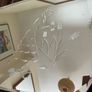 Large Early Mid Century Vintage Beveled Mirror with Reversed Carved Etched Image Image 5