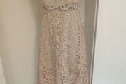 Boohoo beige lace calf length dress size UK18 EU46 Postage included Generous size UK18 EU46 Postage included