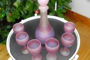 Rueven Nouveau Frosted Art Glass 7 Piece Decanter Set