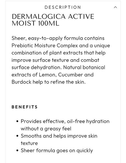 Dermalogica "Active Moist" skincare cream sachets