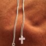 Sterling Silver Pink Cross Necklace Image 2