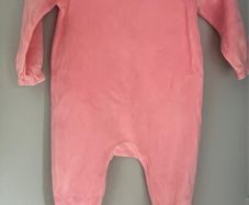 Willow by Leigh Tucker pink velour with floral details all in one size 3-6 months EUC