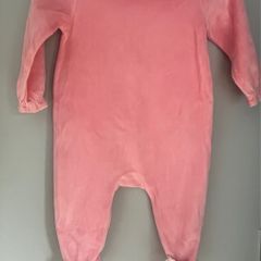 Willow by Leigh Tucker pink velour with floral details all in one size 3-6 months EUC